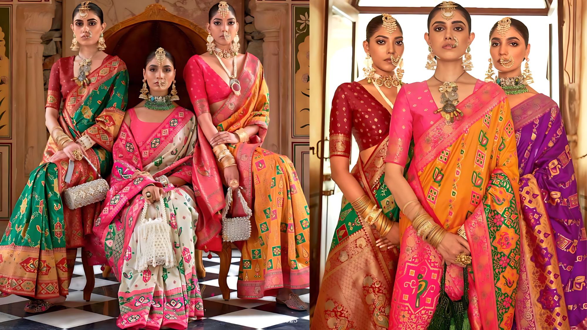 Set of three indian saree sari shops