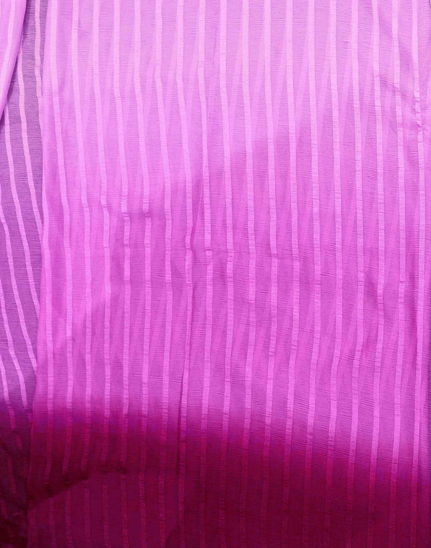 Ready To Wear Pink Chiffon Ombre Zari Stripe Saree