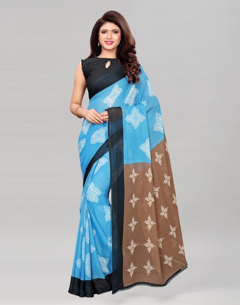 Blue Printed Saree | Sudathi