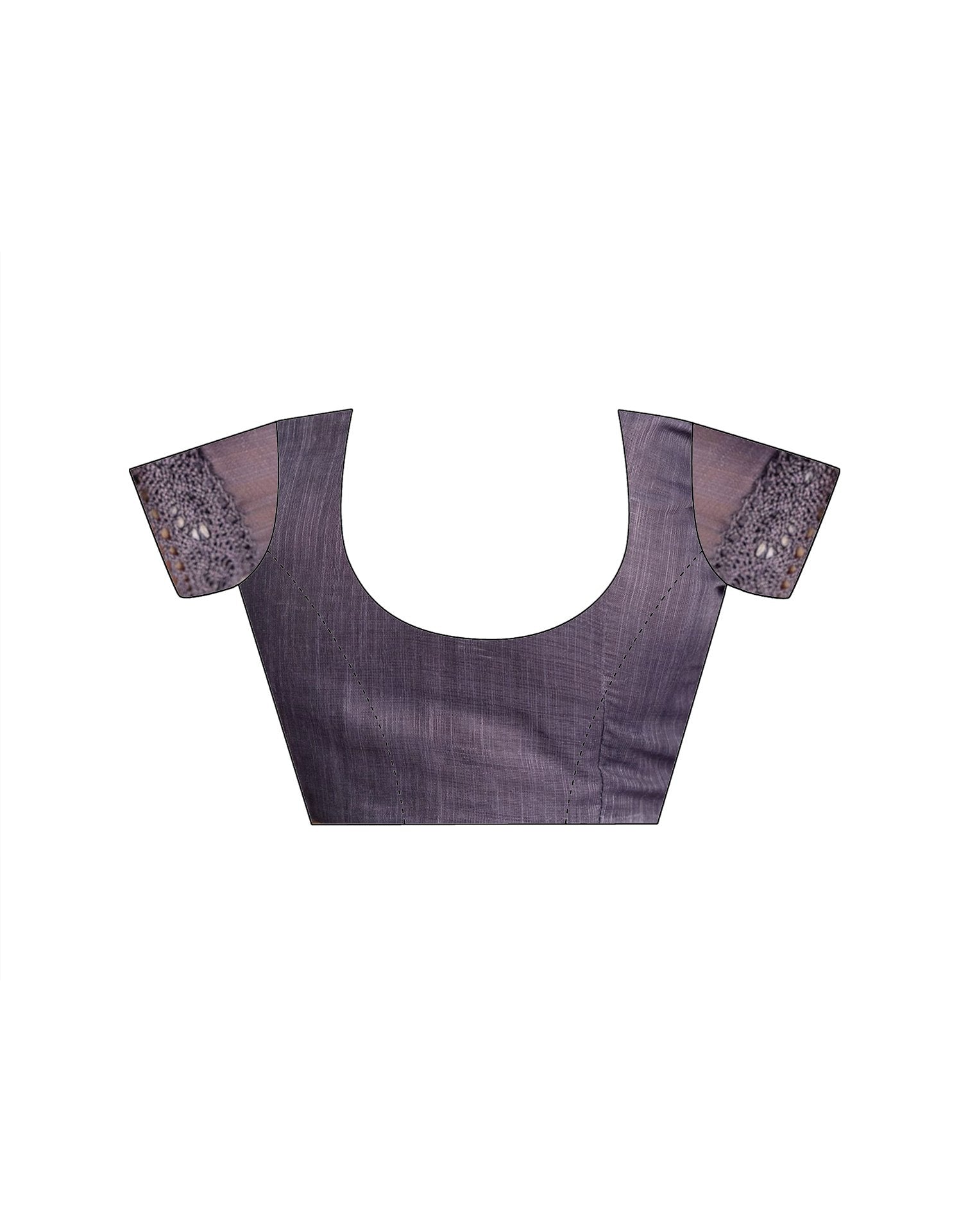 Ready To Wear Dusty Purple Linen Ombre Lace Saree With Pocket