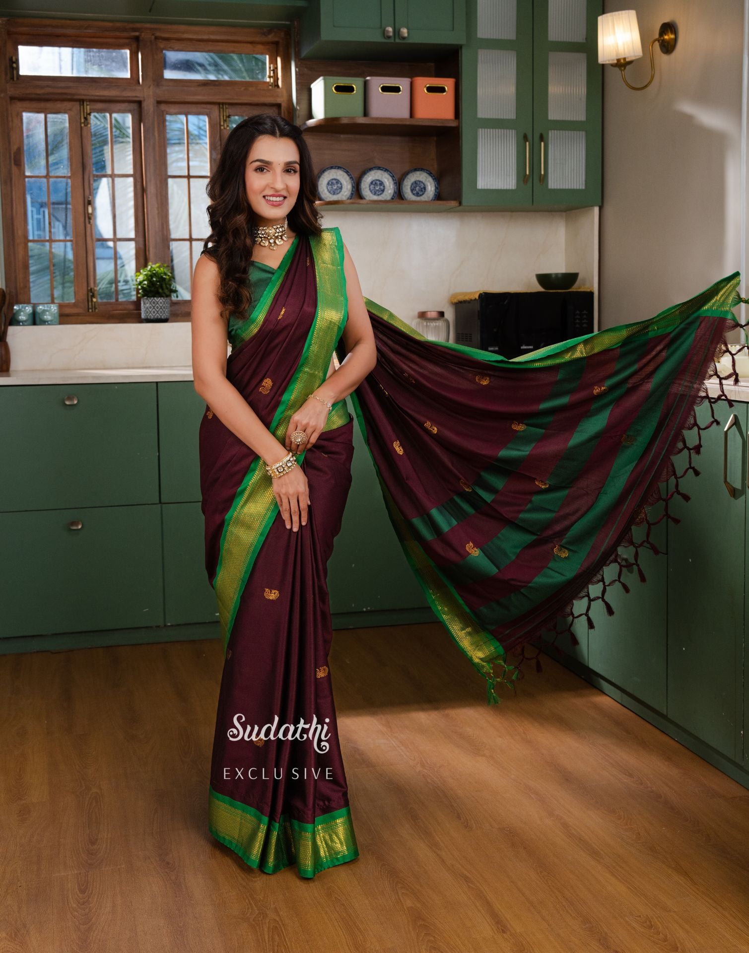 Shiny Doshi Wine Silk Woven Kanjivaram Saree