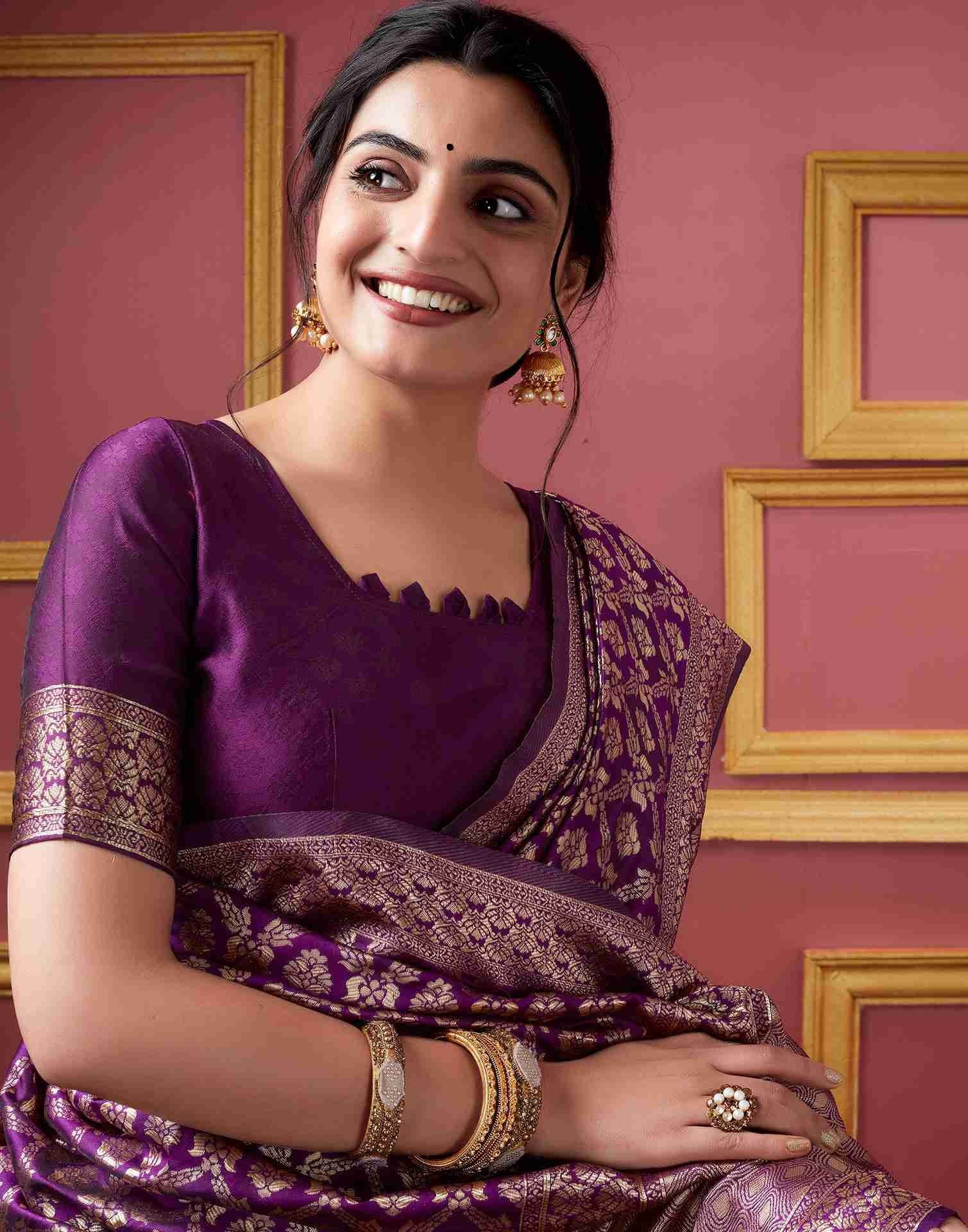 Dark Purple Banarasi Silk Saree