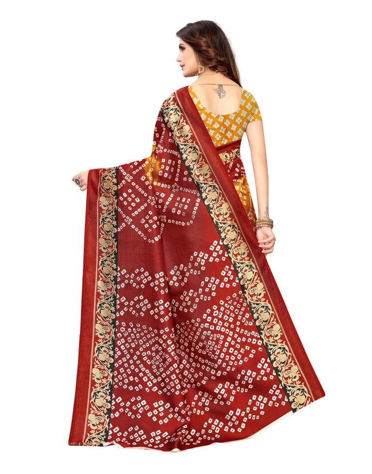 Red Coloured Poly Silk Bandhani Printed Casual saree | Sudathi