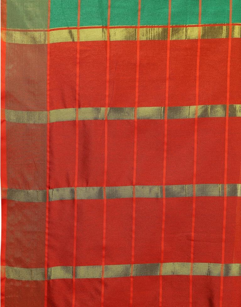 Green Coloured Chanderi Woven Checks Casual saree | Sudathi