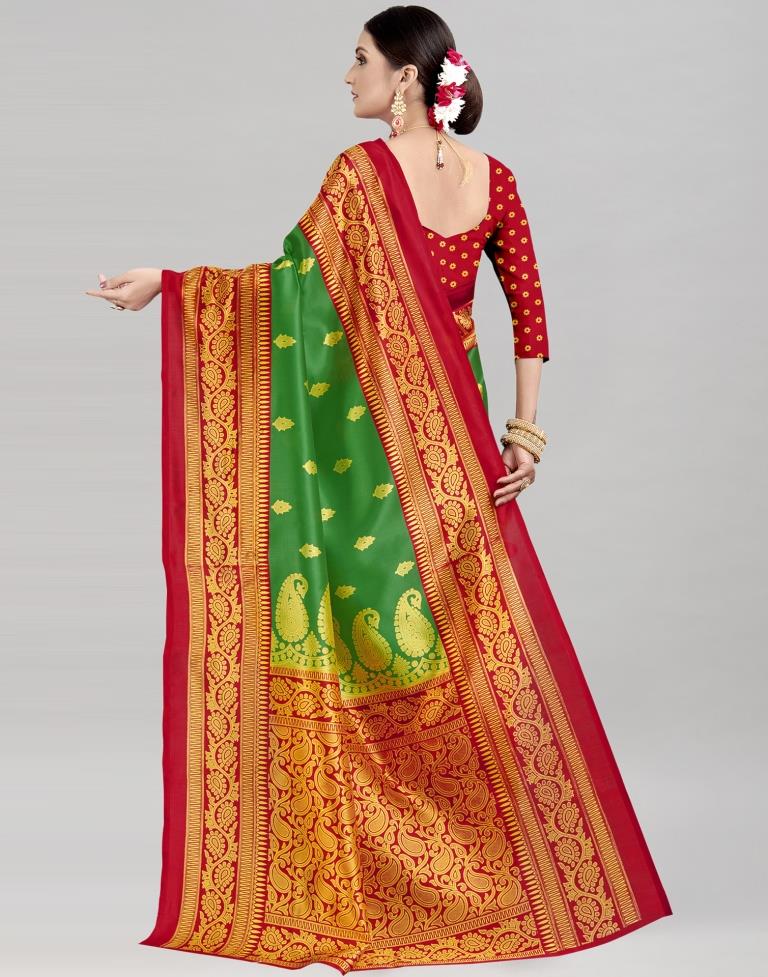 Green Coloured Poly Silk Printed Partywear saree | Sudathi