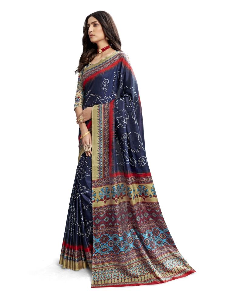 Blue Coloured Poly Silk Printed Casual saree | Sudathi
