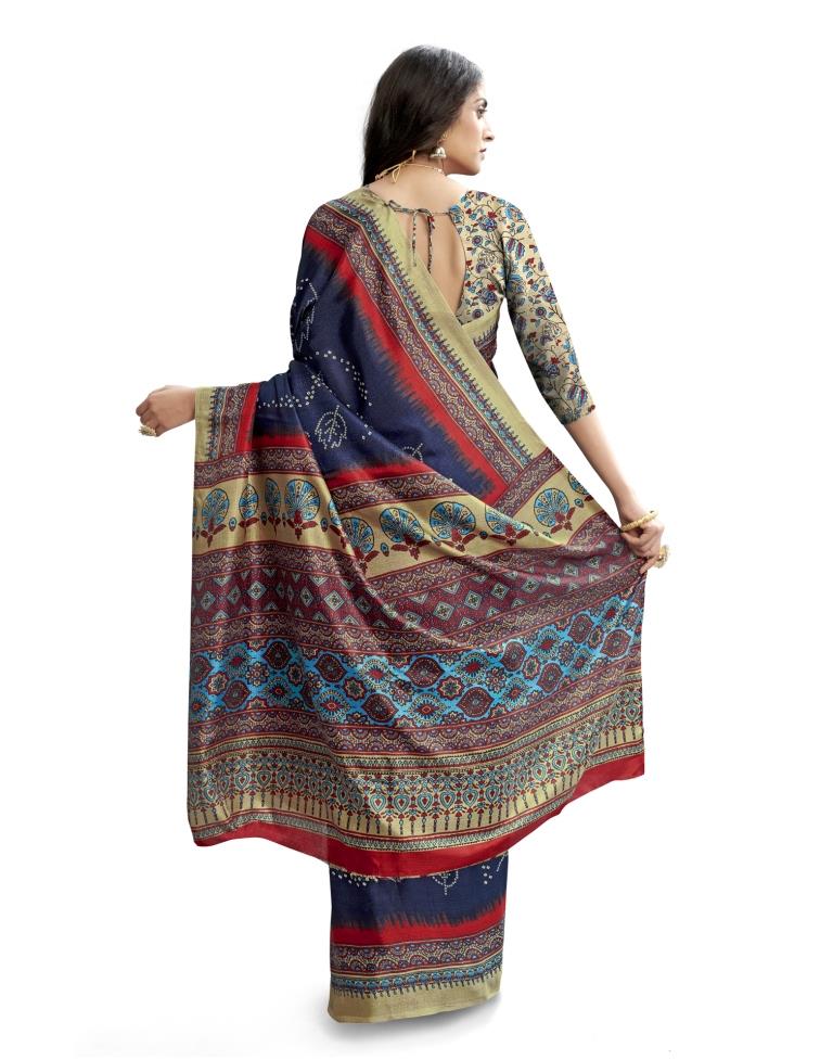Blue Coloured Poly Silk Printed Casual saree | Sudathi