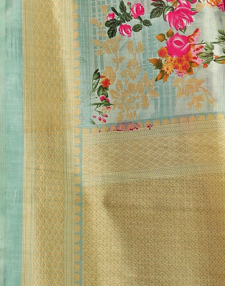 Light Green Coloured Poly Silk Digital Printed Casual saree | Sudathi