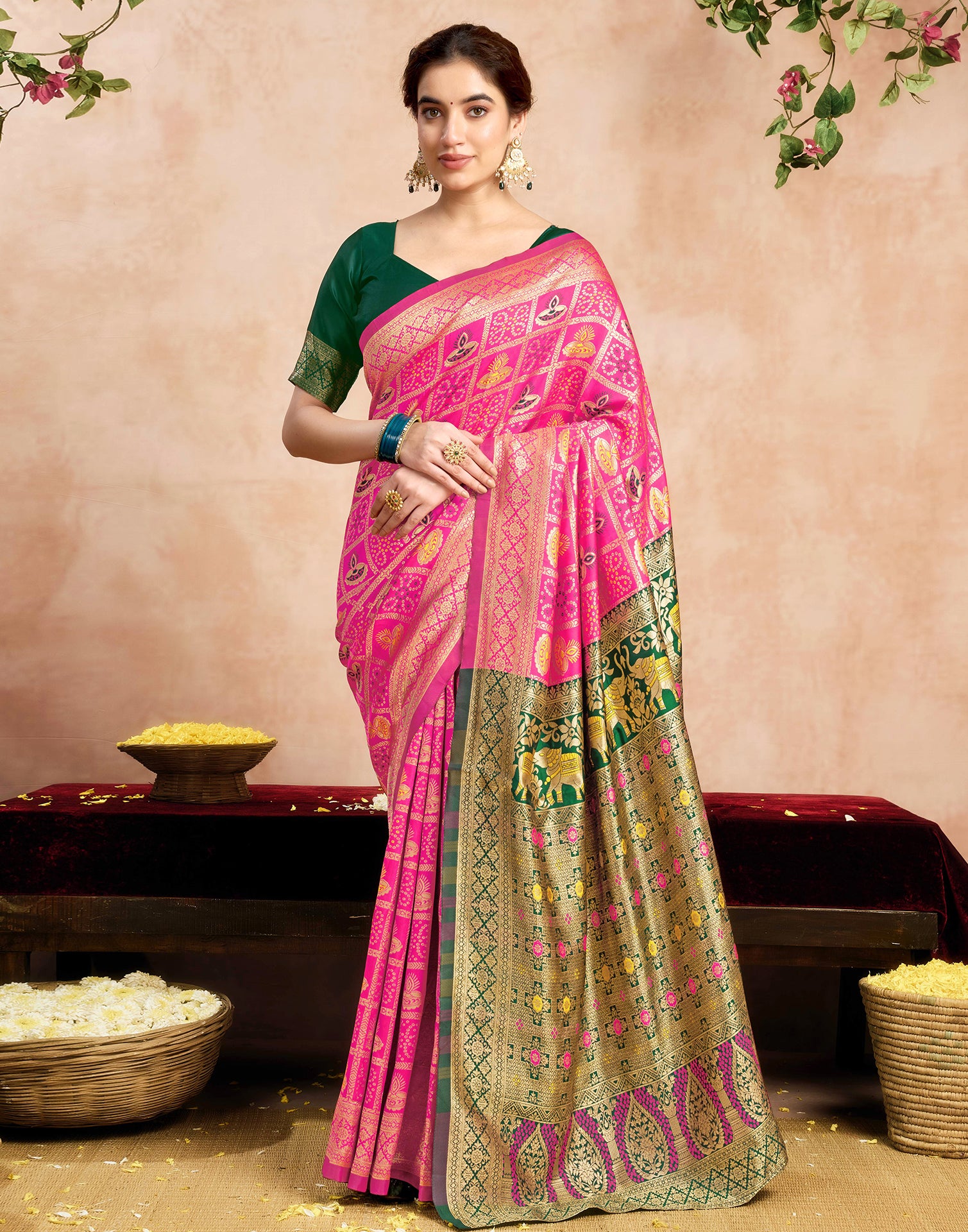 Pink Silk Woven Patola Saree