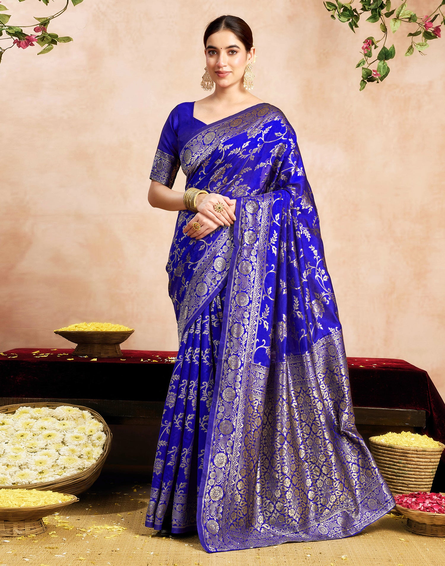 Blue Silk Woven Banarasi Saree