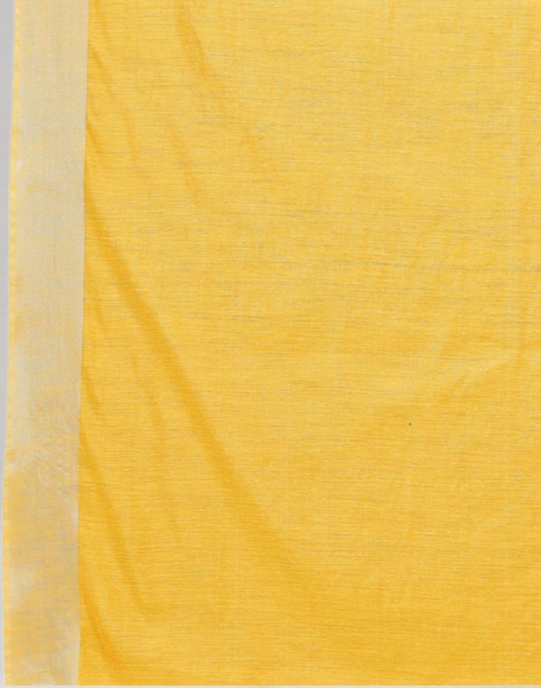 Yellow Coloured Cotton Blend Plain Casual saree | Sudathi