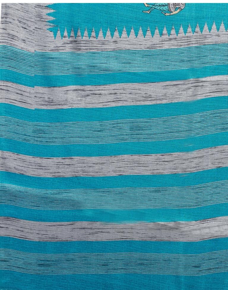 Blue Coloured Khadi Silk Printed Casual saree | Sudathi