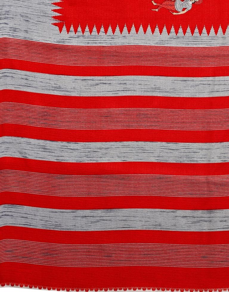 Red Coloured Khadi Silk Printed Casual saree | Sudathi