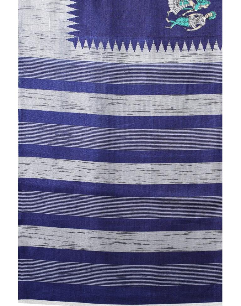 Navy Blue Coloured Khadi Silk Printed Casual saree | Sudathi