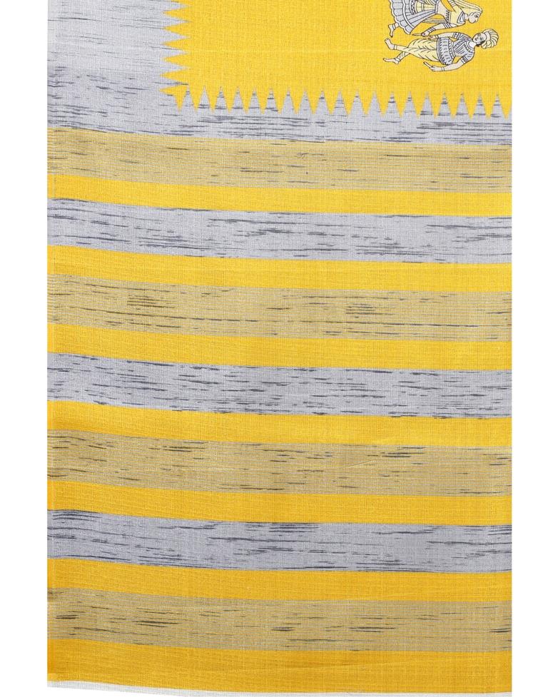 Yellow Coloured Khadi Silk Printed Casual saree | Sudathi