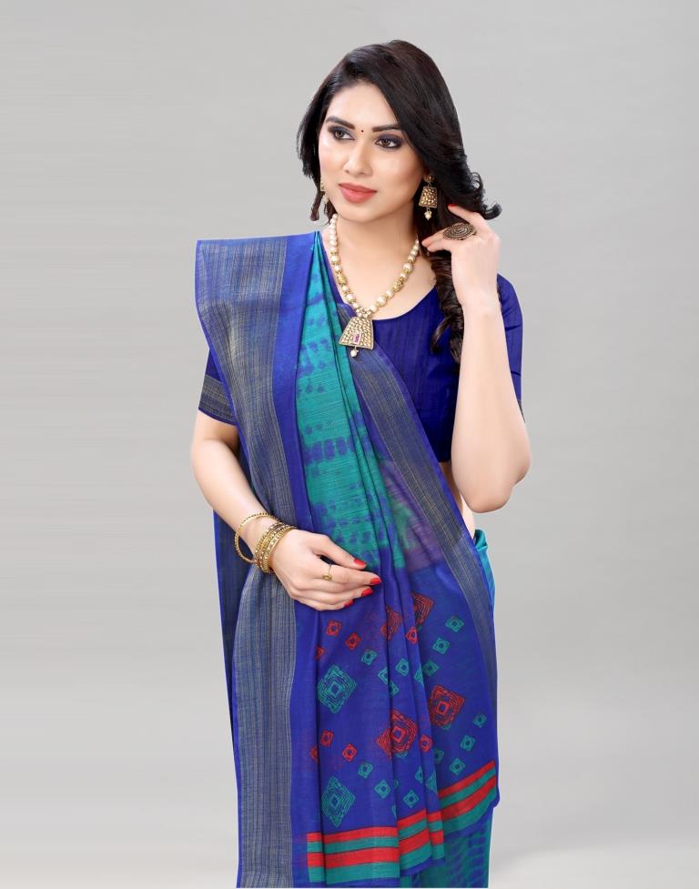 Green Printed Cotton Saree | Sudathi