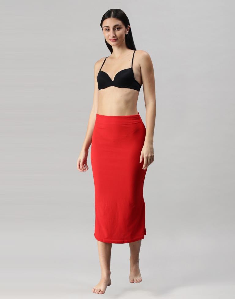 Red Coloured Lycra Solid Saree Shapewear | Sudathi