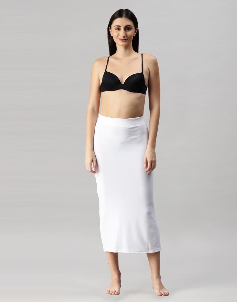 White Coloured Lycra Solid Saree Shapewear | Sudathi