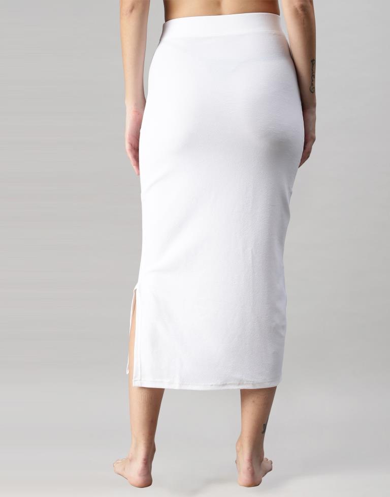 White Coloured Lycra Solid Saree Shapewear | Sudathi