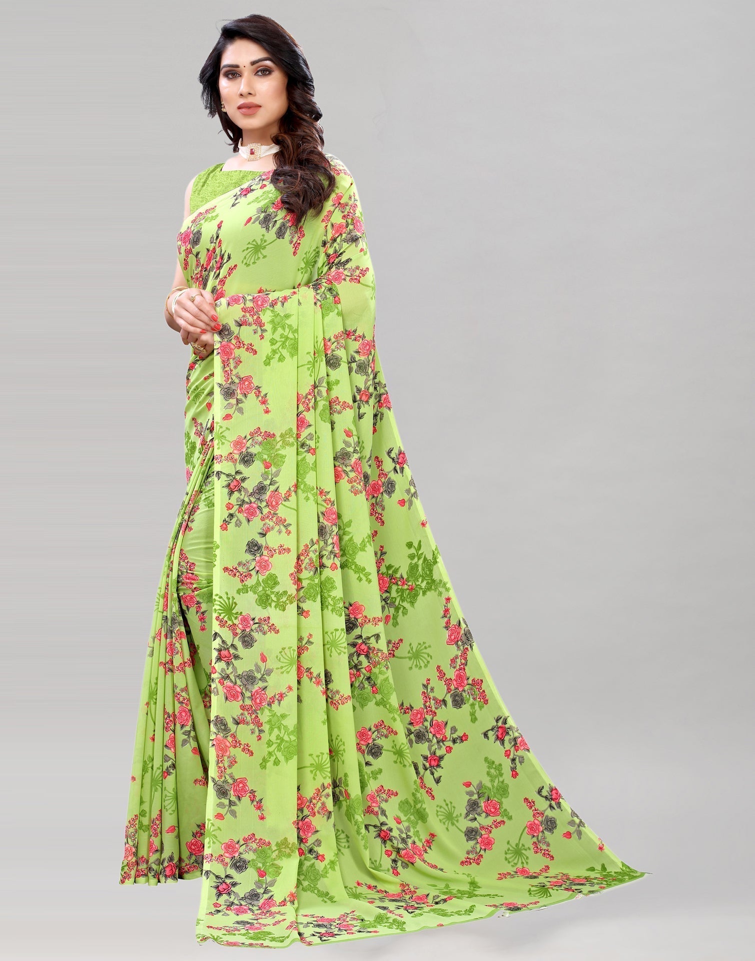 Green Printed Saree | Sudathi