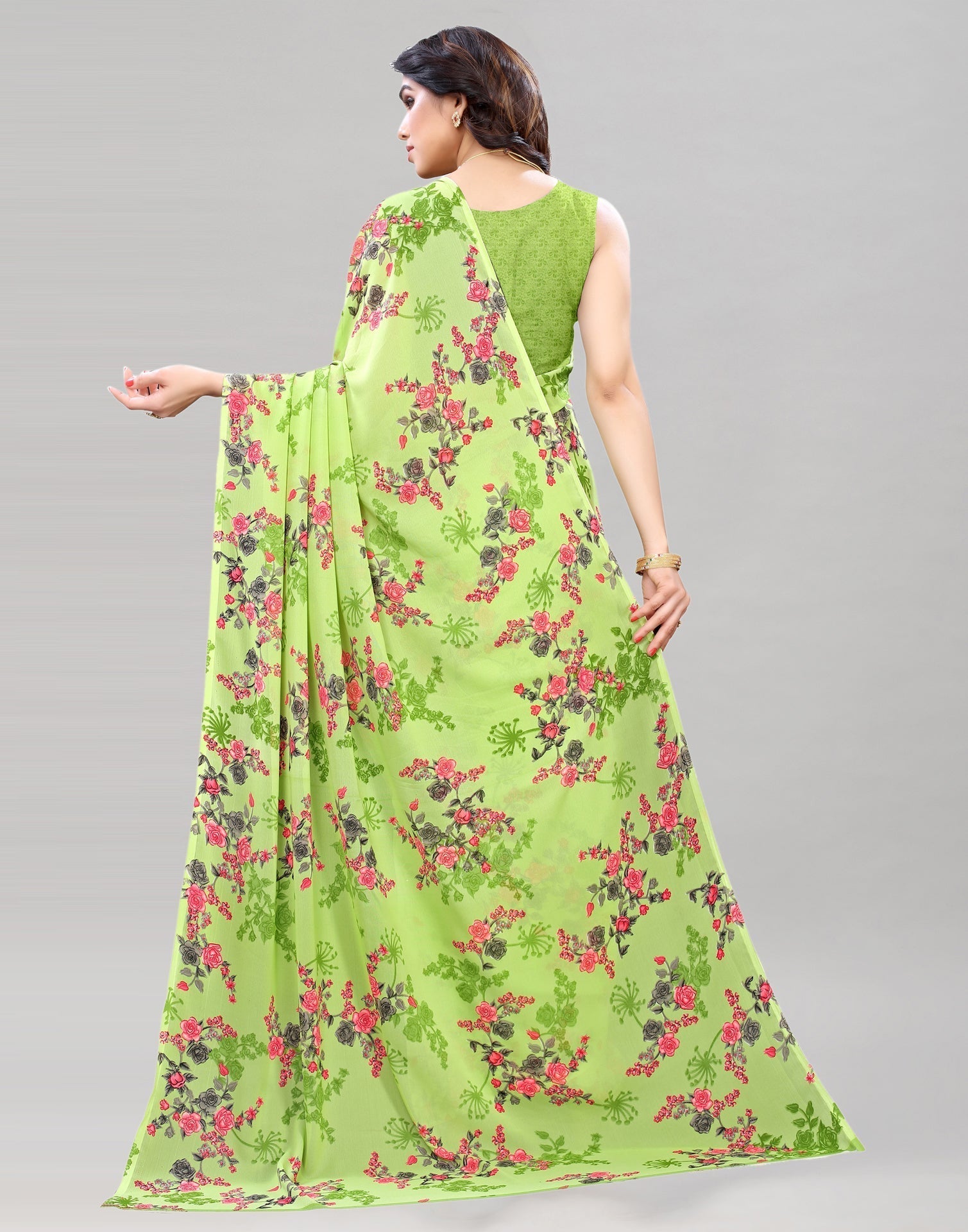 Green Printed Saree | Sudathi