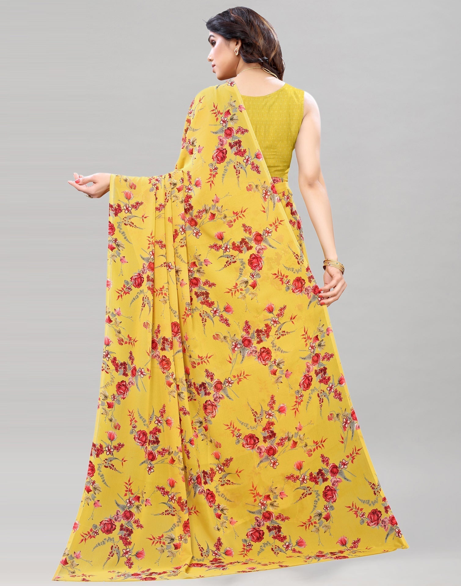 Yellow Printed Saree | Sudathi