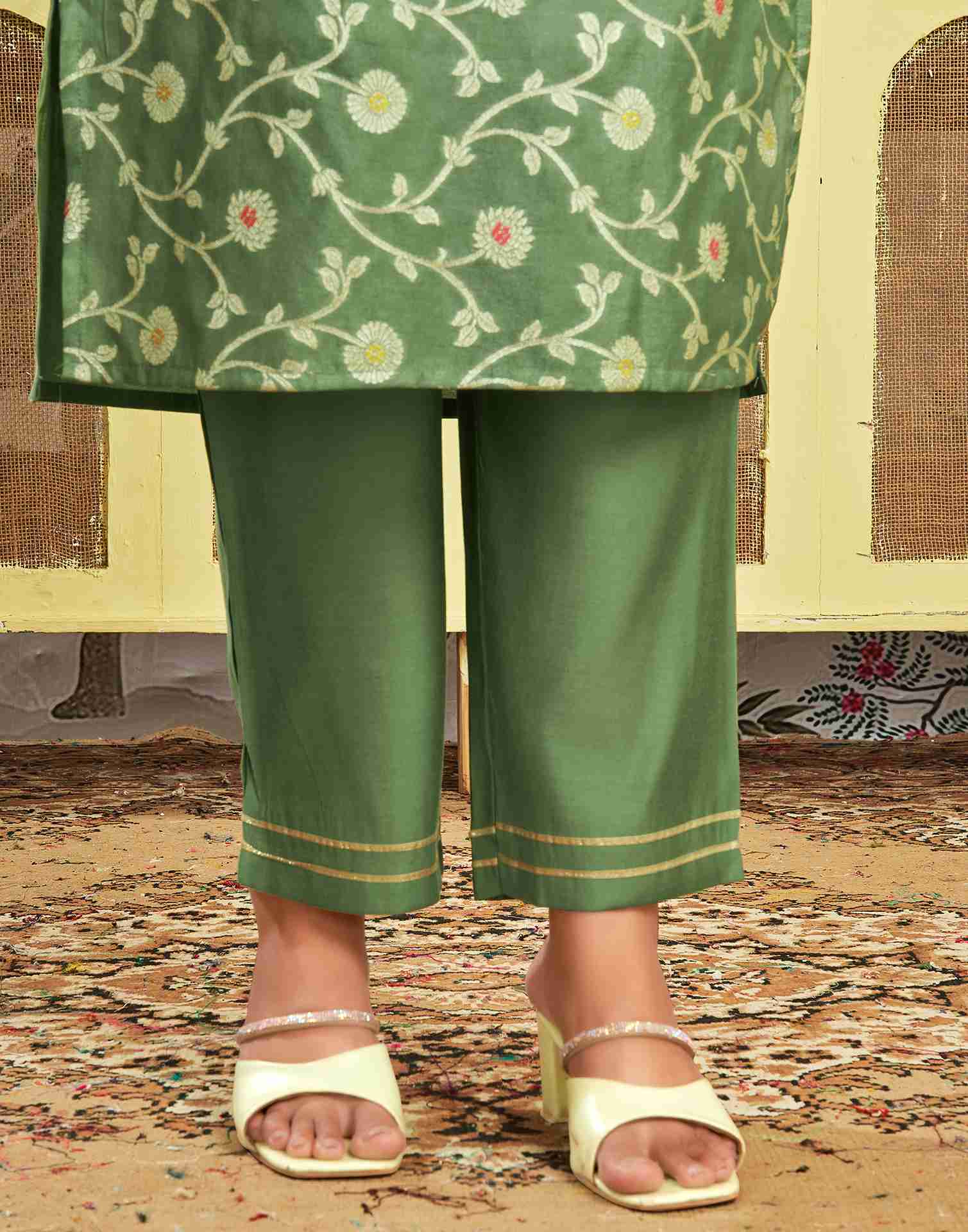 Pista Green Silk Embroidery Straight Kurta Set With Dupatta