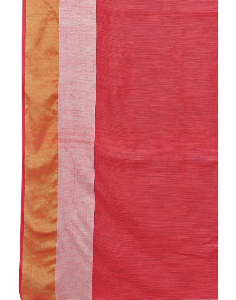 Red Coloured Poly Cotton Self Woven Casual saree | Sudathi