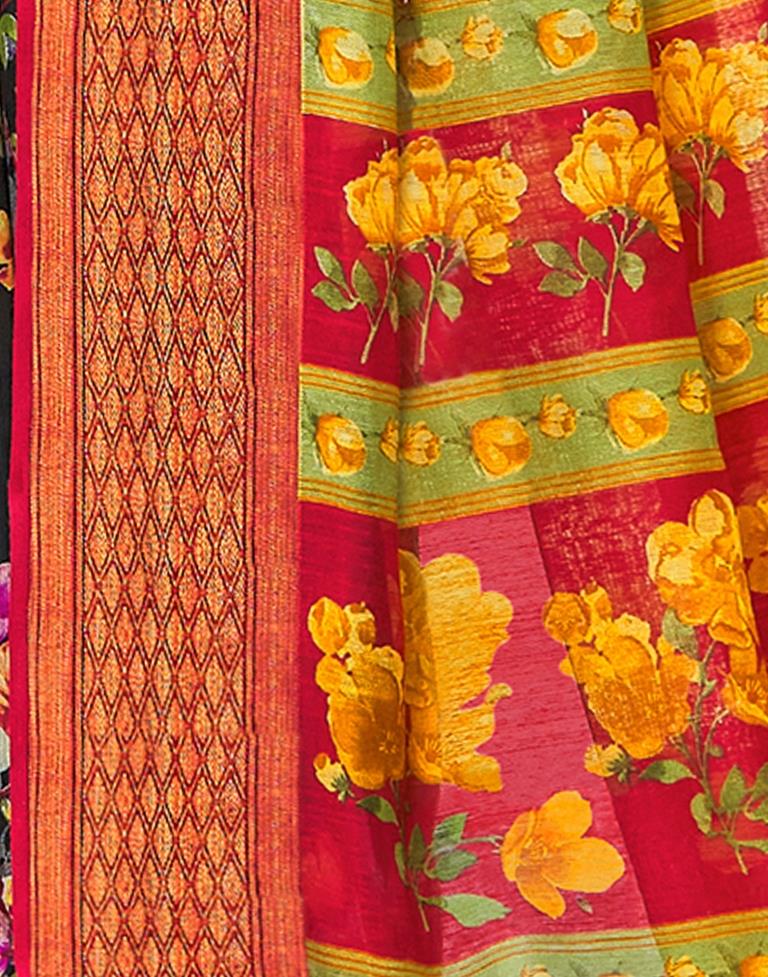 Black Cotton Printed Saree | Sudathi