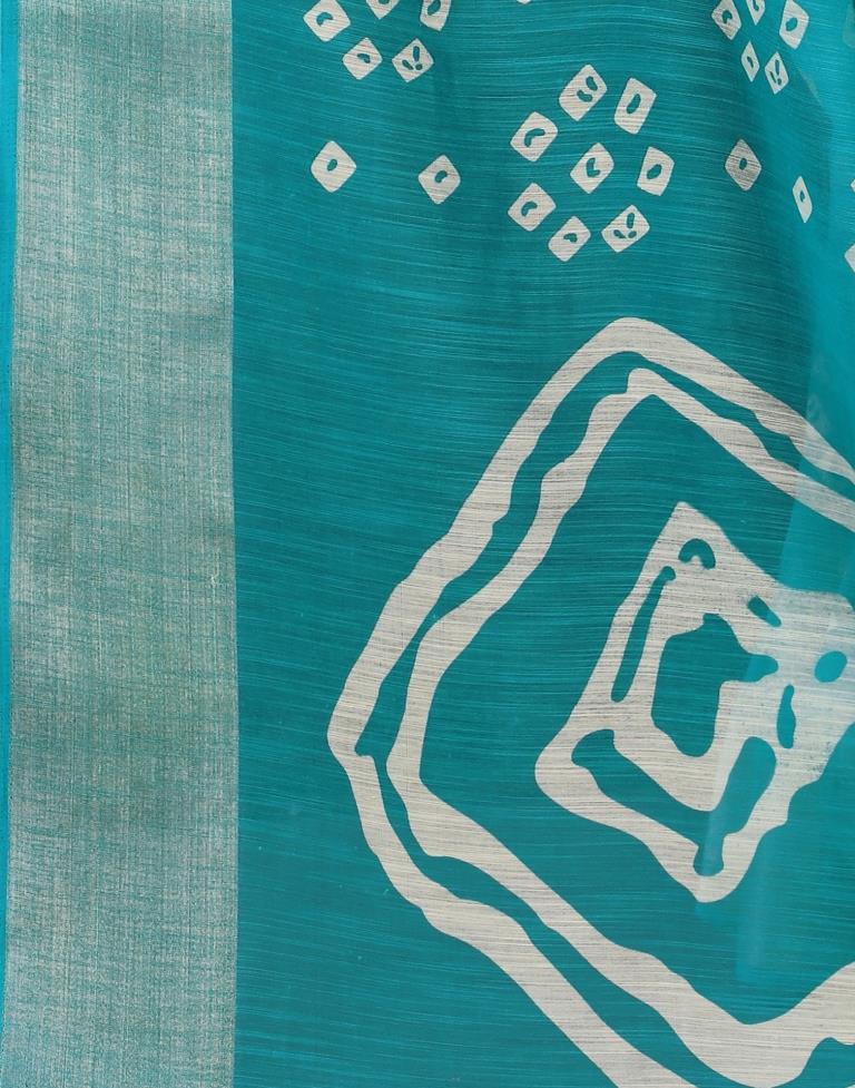 Ocean Blue Cotton Bandhani Saree | Sudathi