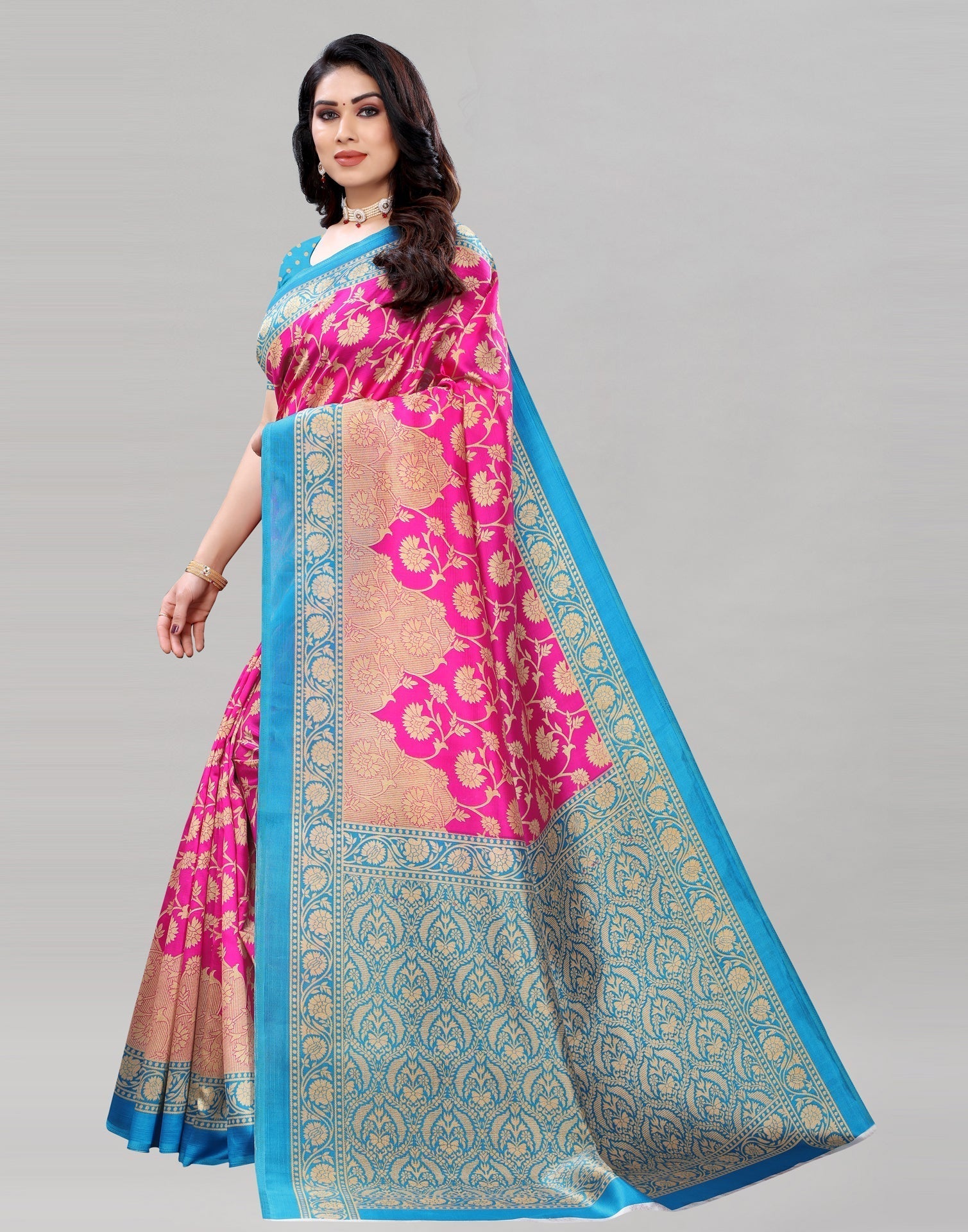 Hot Pink Printed Wear Saree | Sudathi