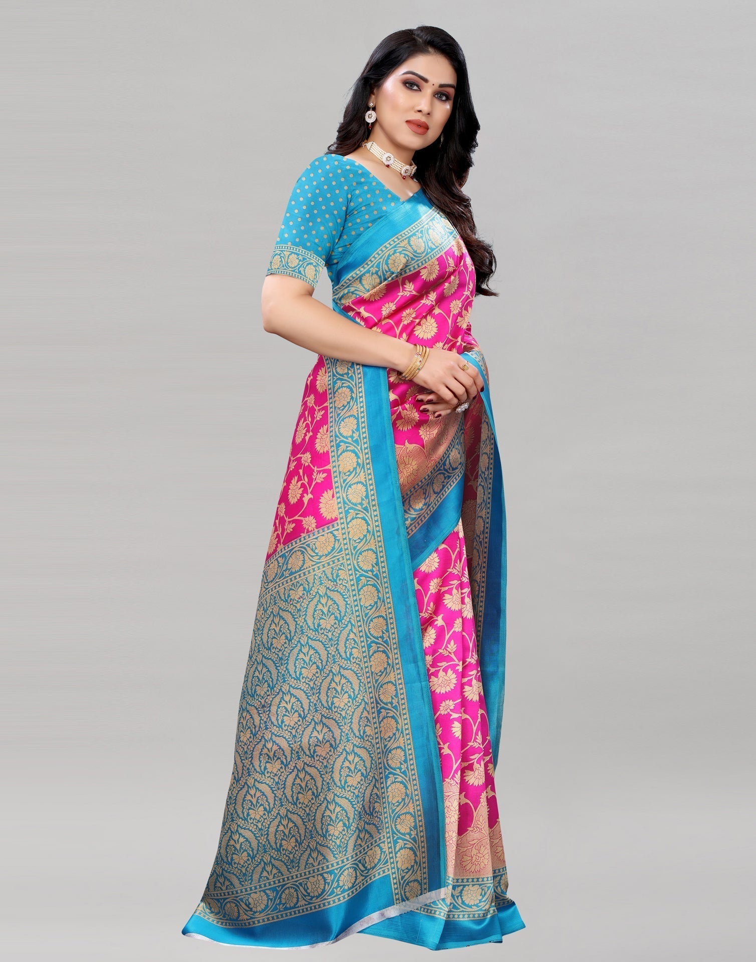 Hot Pink Printed Wear Saree | Sudathi