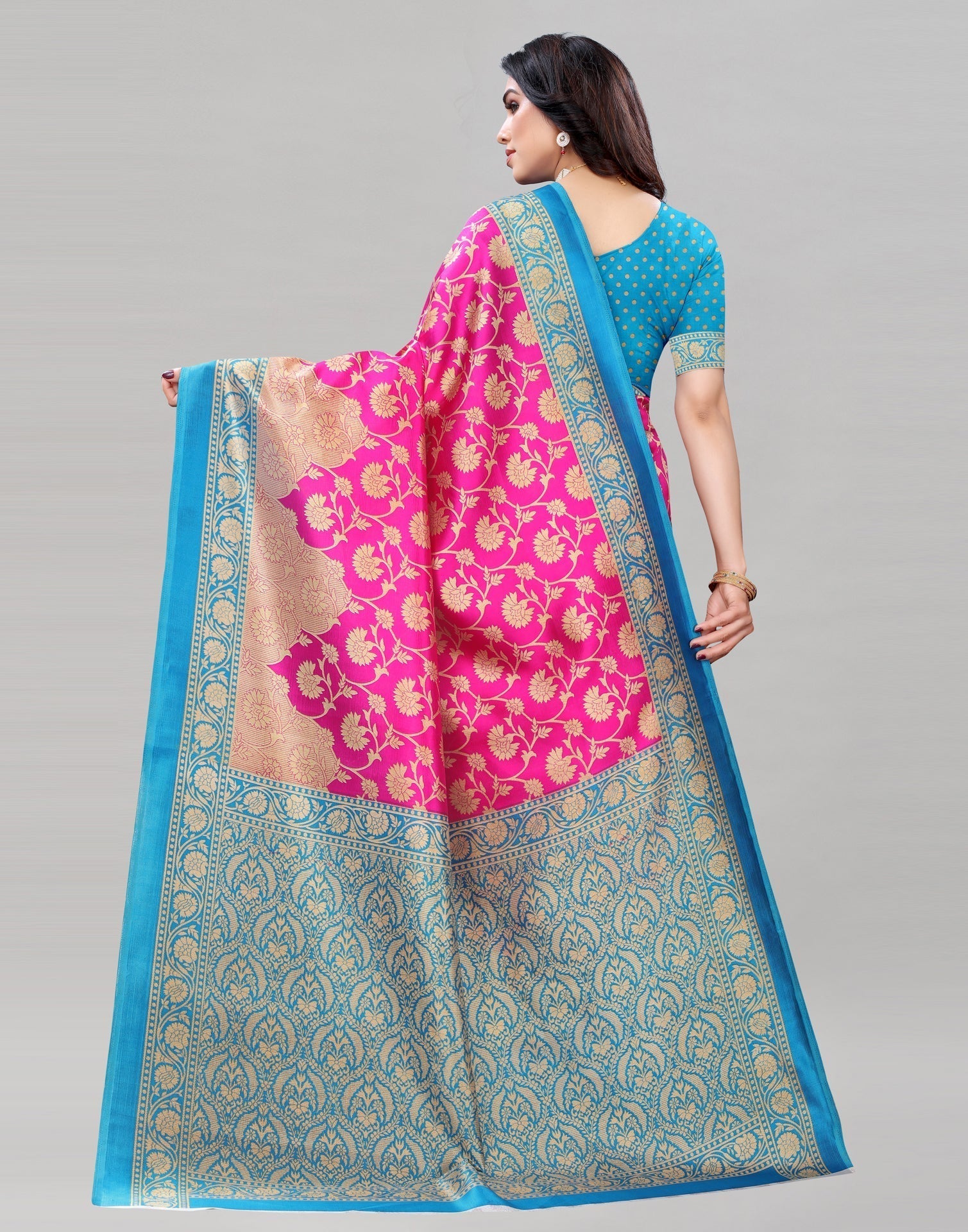 Hot Pink Printed Wear Saree | Sudathi