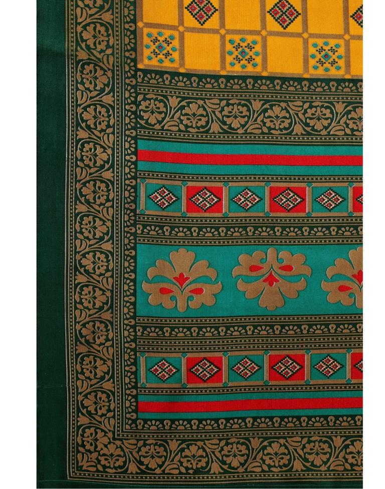 Yellow Printed Silk Saree | Sudathi