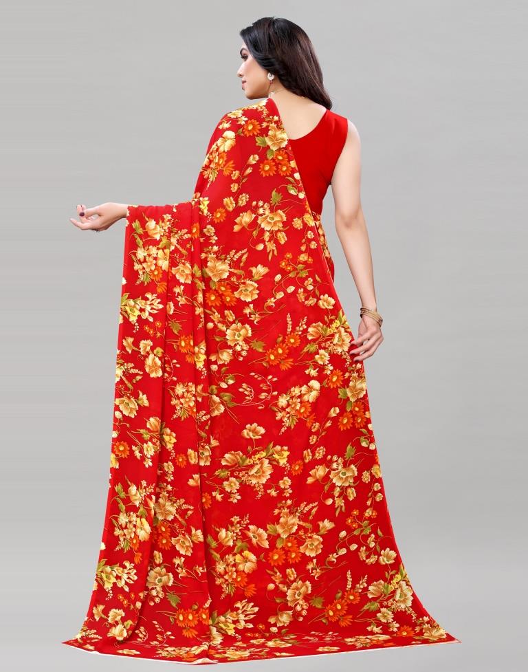 Red Printed Saree | Sudathi