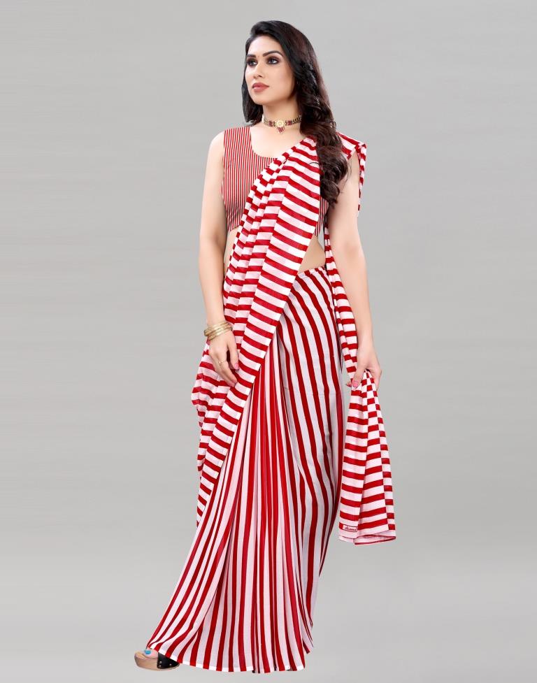 Red Printed Saree | Sudathi