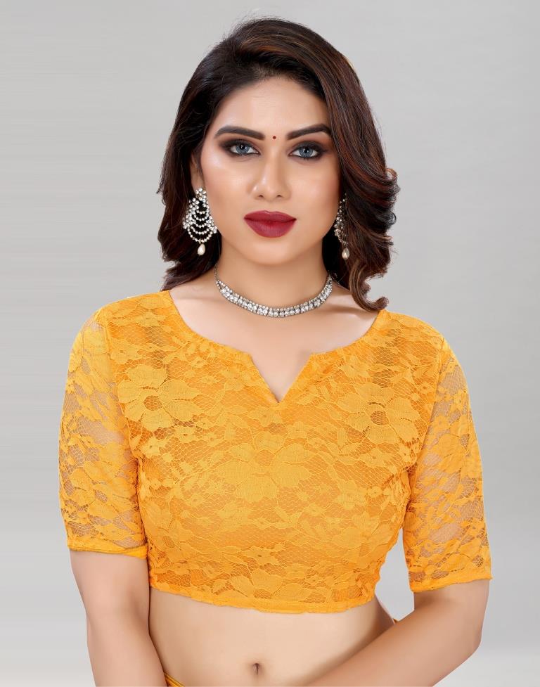 Turmeric Yellow Coloured Russel Net Partywear saree | Sudathi