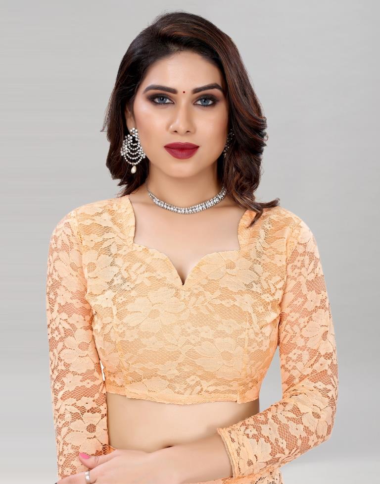 Cream Coloured Rasel Russel Net Partywear saree | Sudathi