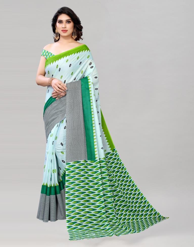Light Blue Coloured Cotton Printed Saree | Sudathi