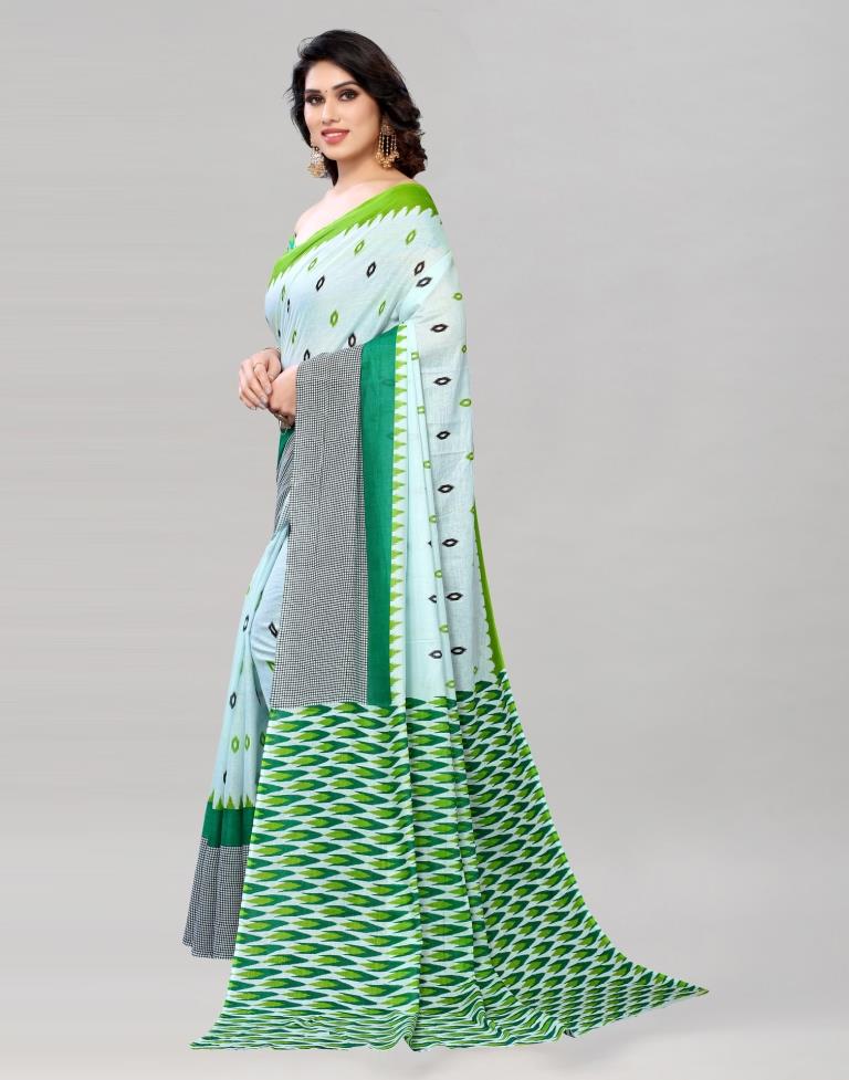 Light Blue Coloured Cotton Printed Saree | Sudathi
