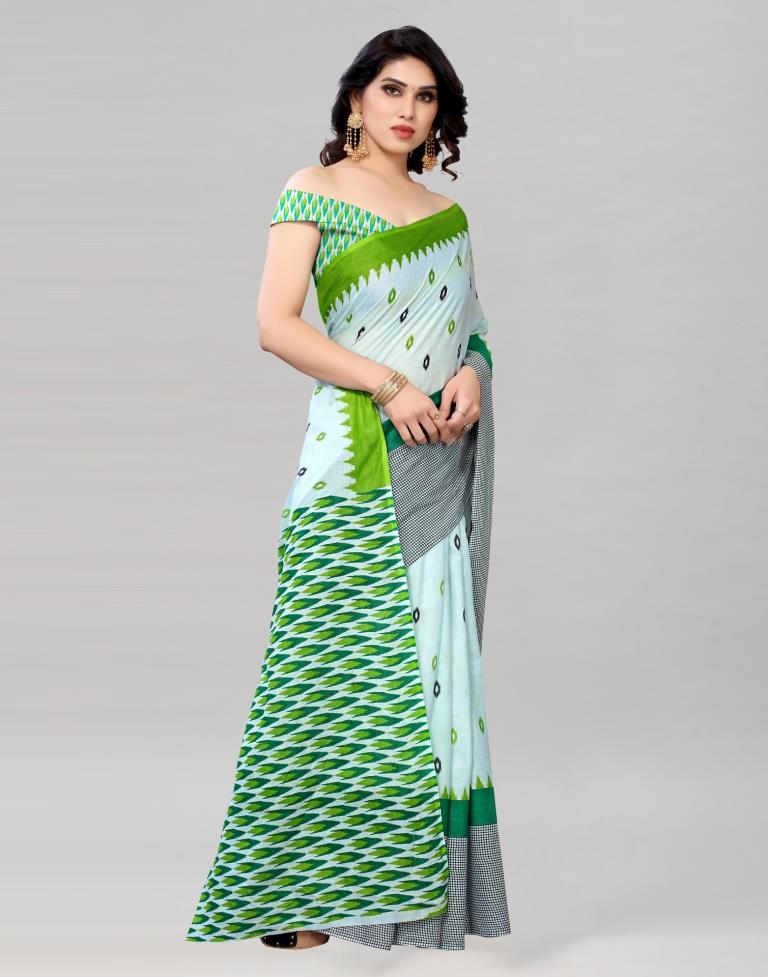 Light Blue Coloured Cotton Printed Saree | Sudathi