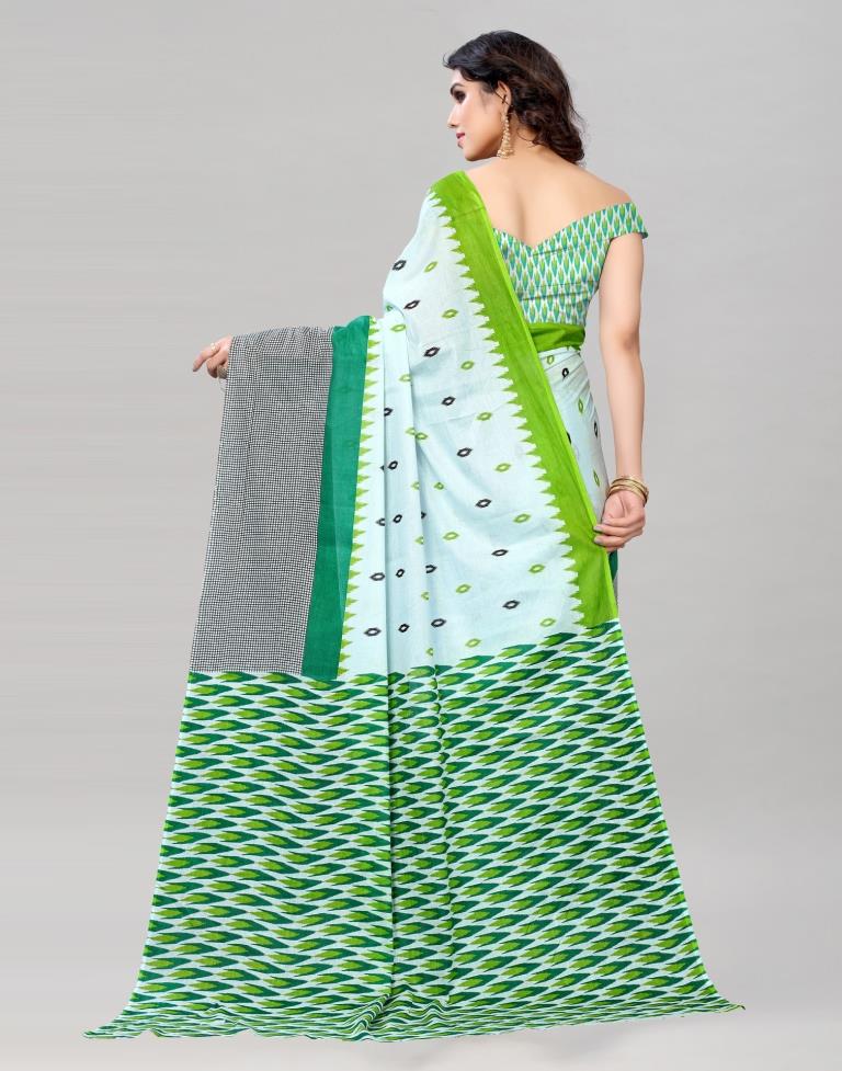 Light Blue Coloured Cotton Printed Saree | Sudathi