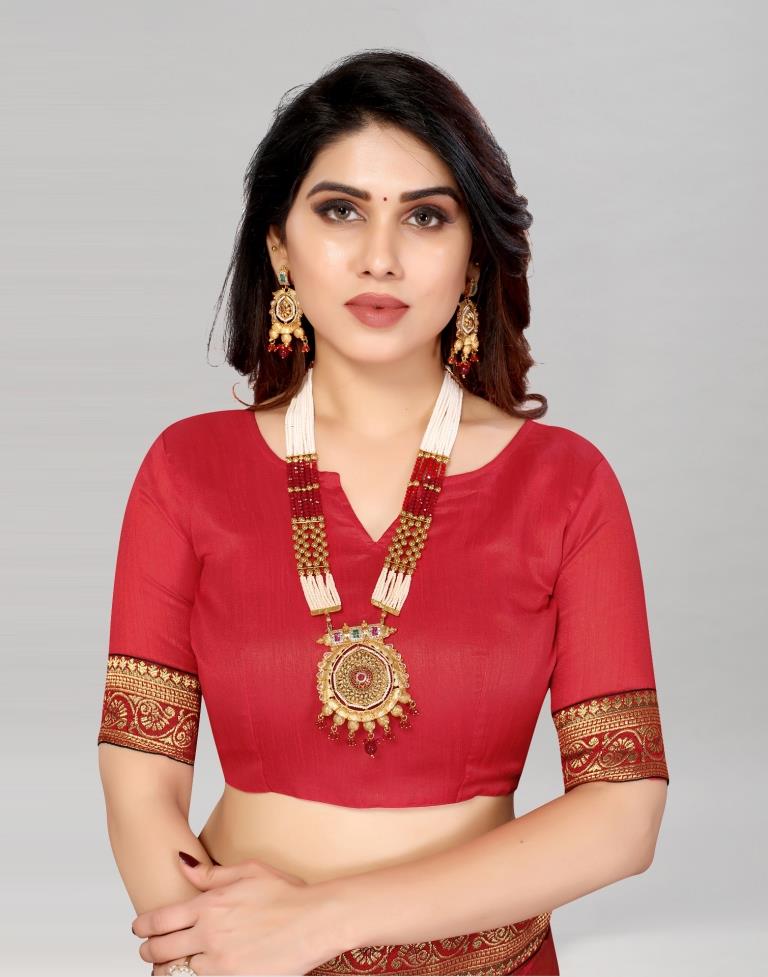 Maroon Coloured Lycra Foil Printed Saree | Sudathi