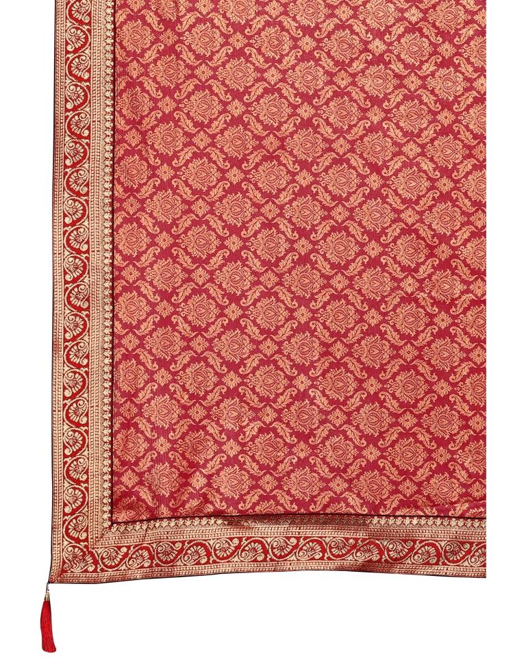 Maroon Coloured Lycra Foil Printed Saree | Sudathi