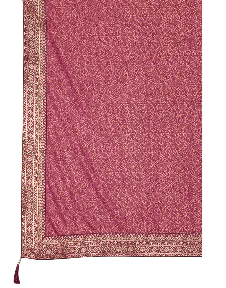 Wine Coloured Lycra Foil Printed Saree | Sudathi