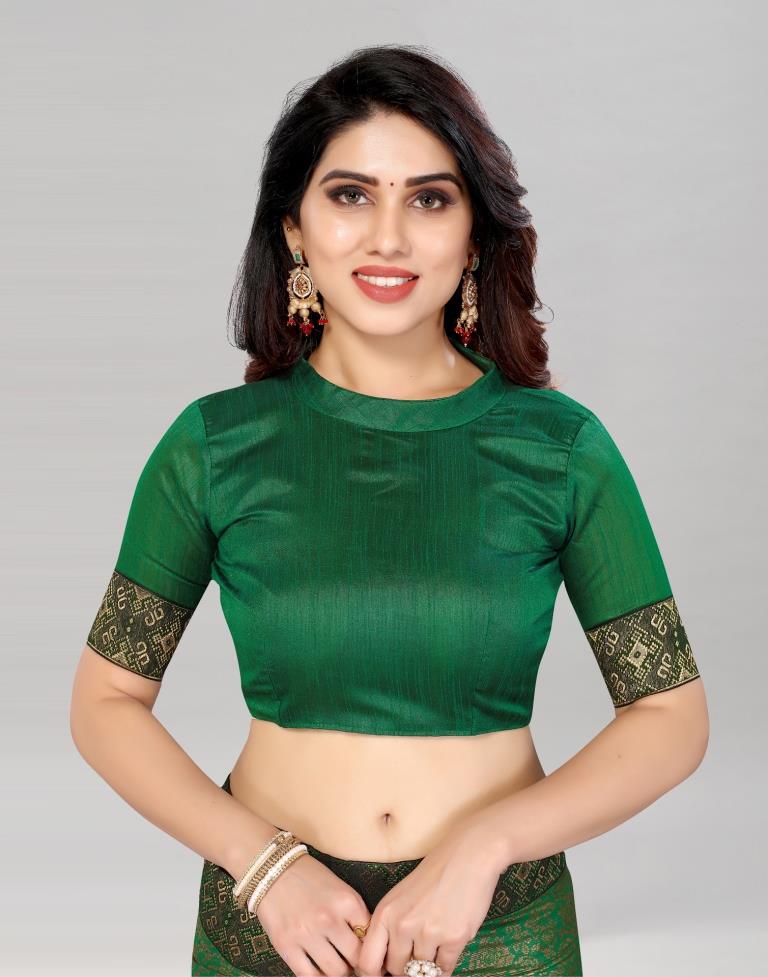 Green Coloured Lycra Foil Printed Saree | Sudathi