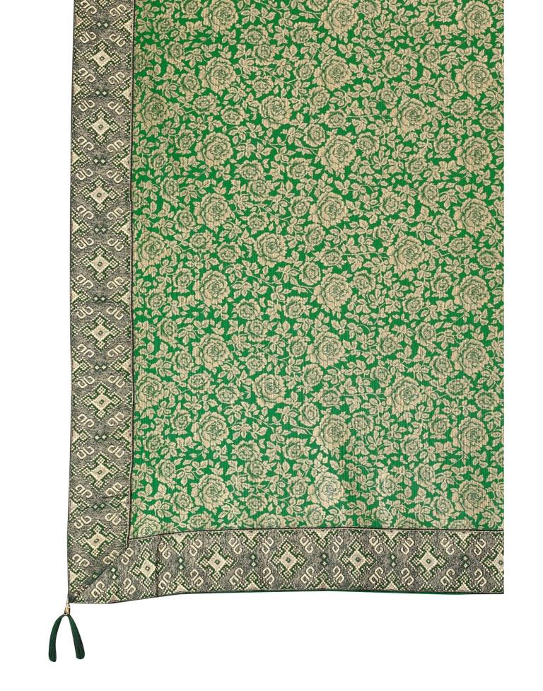 Green Coloured Lycra Foil Printed Saree | Sudathi