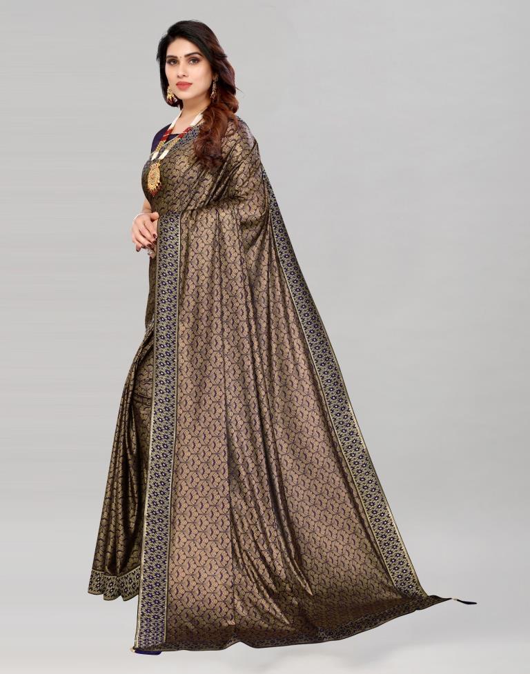 Brown Coloured Lycra Foil Printed Saree | Sudathi