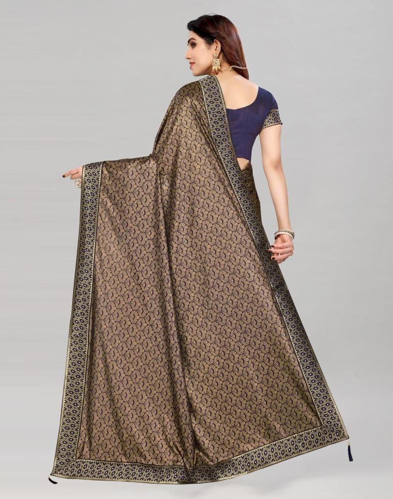 Brown Coloured Lycra Foil Printed Saree | Sudathi