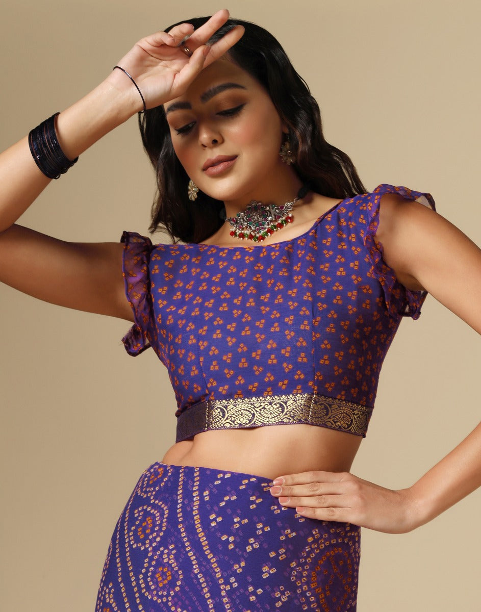 Violet Bandhani Saree | Sudathi